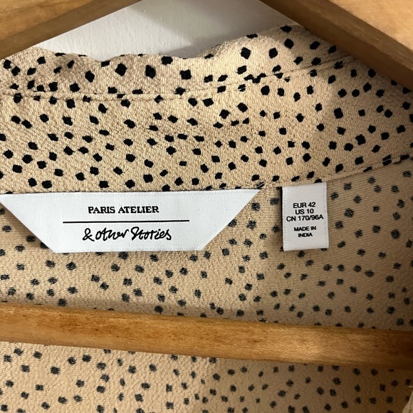 & Other Stories Dot Print Shirt Dress in Beige - Picture 6 of 9